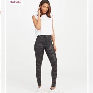 Spanx black Leather Camo leggings
